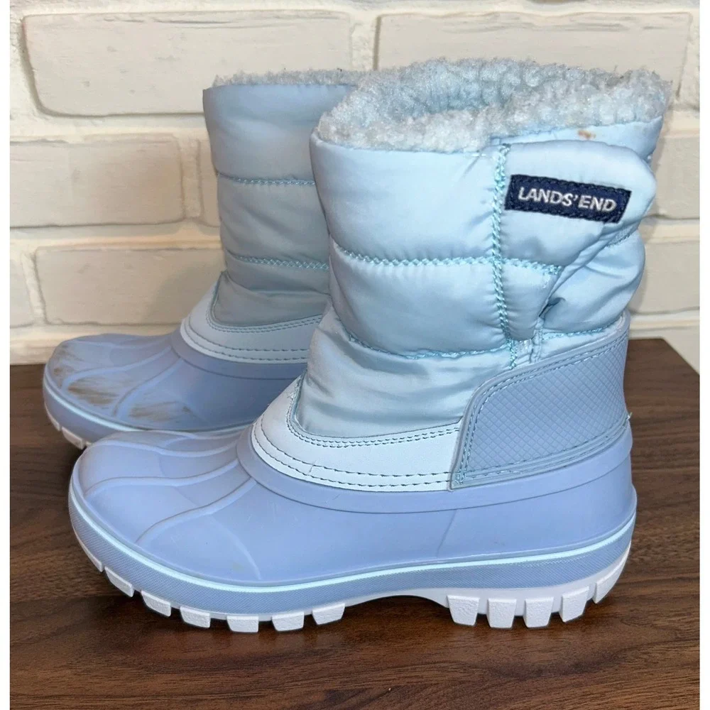 Lands‎ End Kids Light Blue Insulated Snow Boots Water Resistant 3M Thinsulate 3M